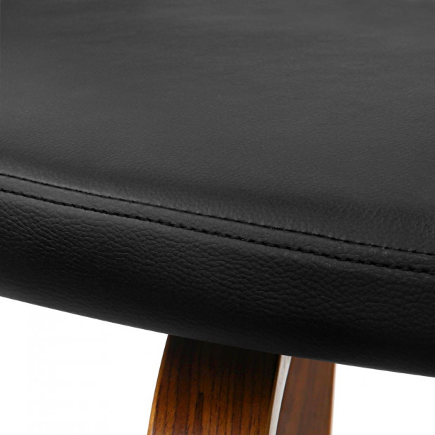 Set of 2 PU Leather Bar Stool with Chrome Footrest Black Image 5