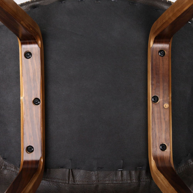 Set of 2 Wooden Bar Stool Faux Leather Padded Seat- Walnut Image 2