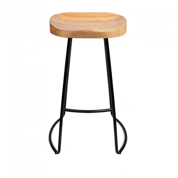 Set of 2 Steel Barstools with Wooden Seat Natural Image 9