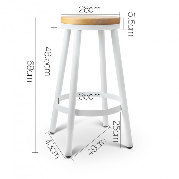 Set of 2 Round White Stackable Bar Stools Image 2