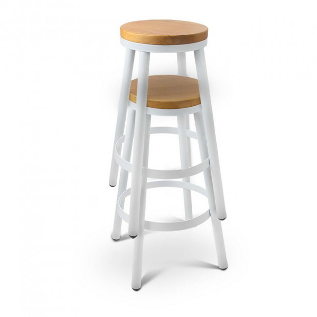 Set of 2 Round White Stackable Bar Stools Image 5