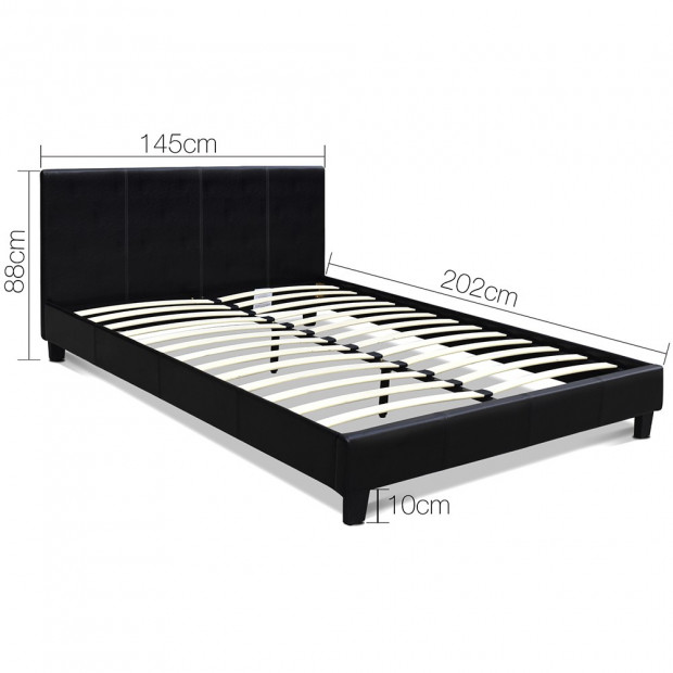 Double PVC Leather Bed Frame - Black Image 10
