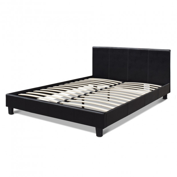Double PVC Leather Bed Frame - Black Image 8