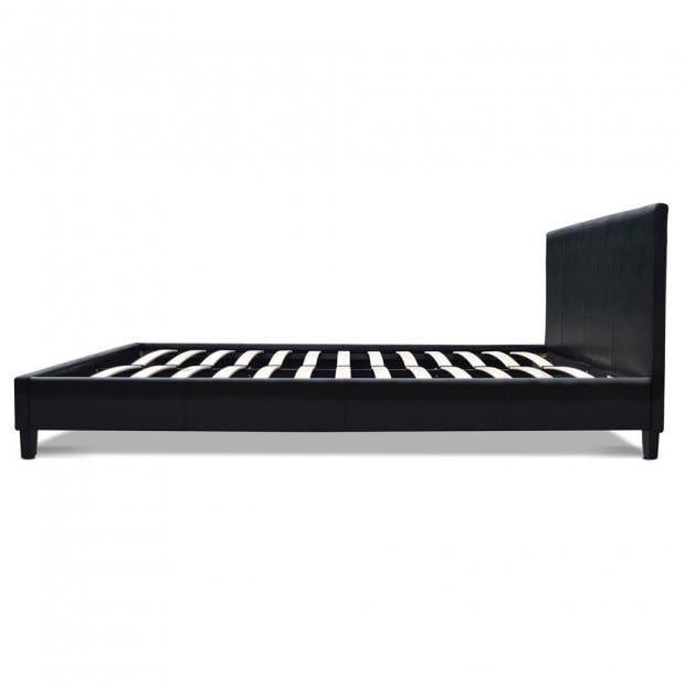 Double PVC Leather Bed Frame - Black Image 7