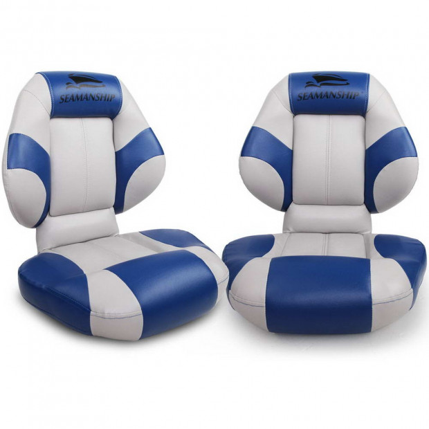 Set of 2 Folding Rotatable Boat Seats - Blue