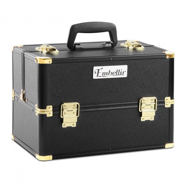 Make Up Cosmetic Beauty Case - Black & Gold