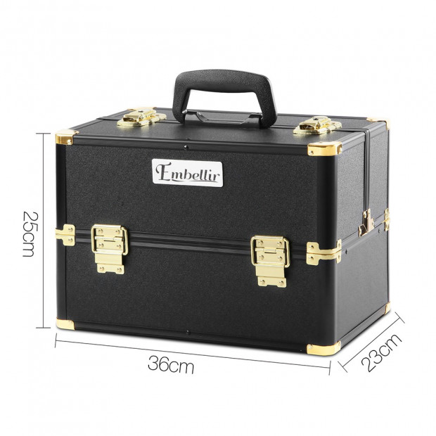 Make Up Cosmetic Beauty Case - Black & Gold Image 2