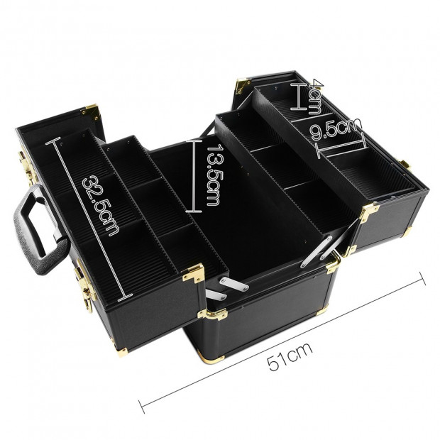 Make Up Cosmetic Beauty Case - Black & Gold Image 3