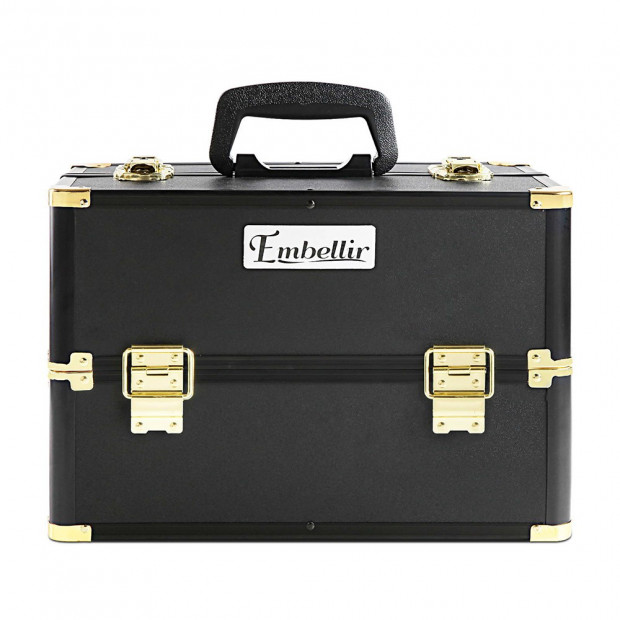Make Up Cosmetic Beauty Case - Black & Gold Image 4