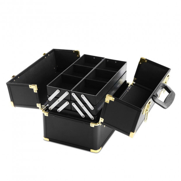 Make Up Cosmetic Beauty Case - Black & Gold Image 5