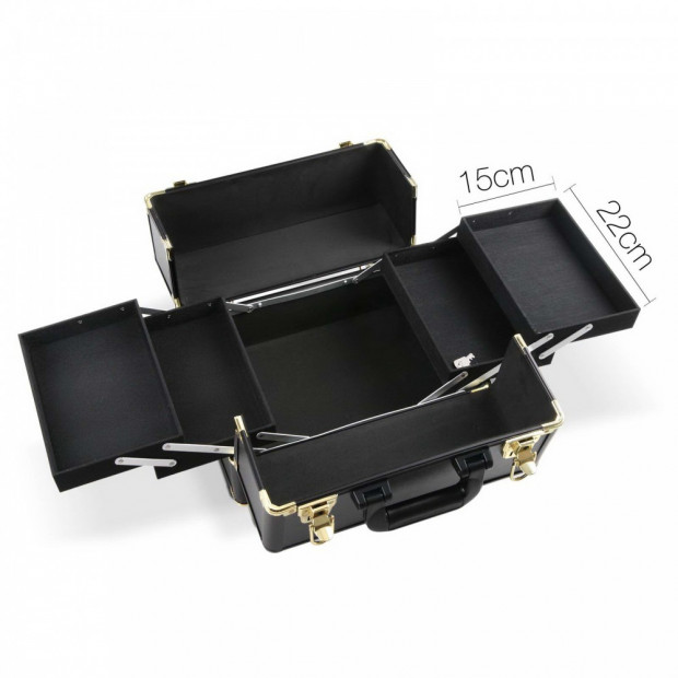 7 in 1 Make Up Cosmetic Beauty Case - Black & Gold Image 10