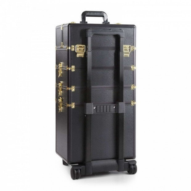 7 in 1 Make Up Cosmetic Beauty Case - Black & Gold Image 6