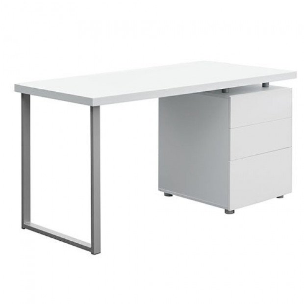 Office Study Computer Desk w/ 3 Drawer Cabinet White
