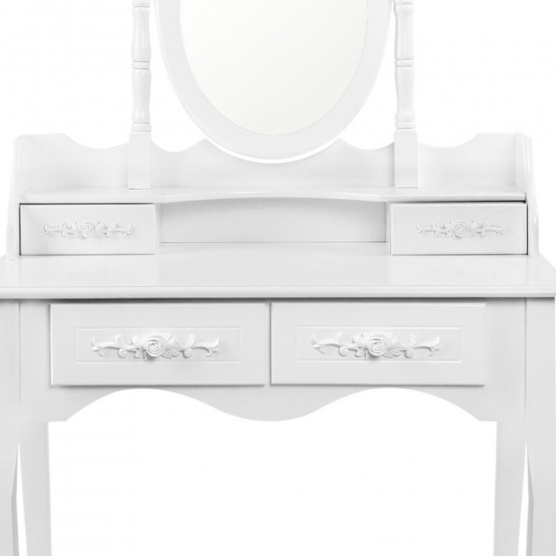 4 Drawer Dressing Table with 360d Rotation Mirror - White Image 5