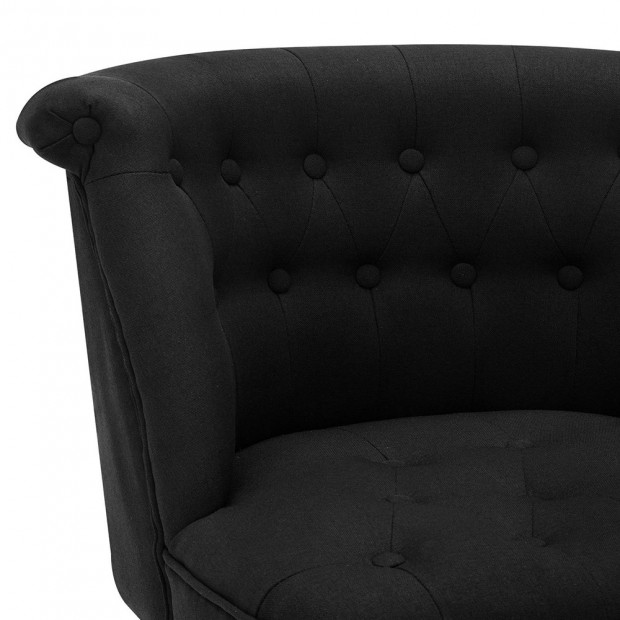 French Provincial Lorraine Accent Chair Linen Fabric Black Image 4