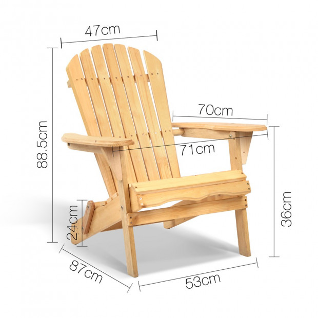 Adirondack Foldable Deck Chair - Natural Image 2