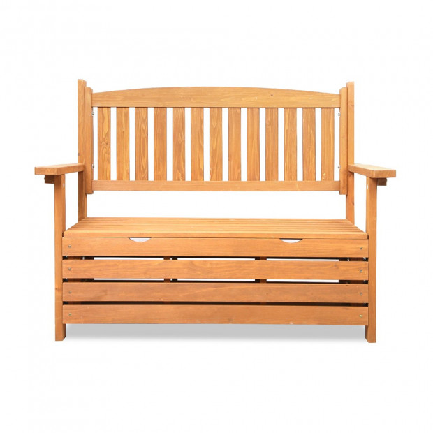 Wooden Outdoor Storage Bench Image 8