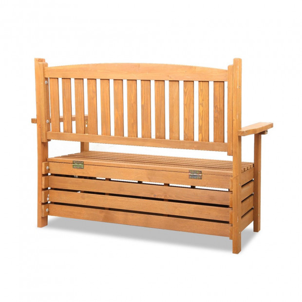 Wooden Outdoor Storage Bench Image 5