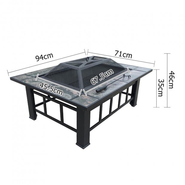 Outdoor Fire Pit BBQ Table Grill Fireplace with Ice Tray Image 2