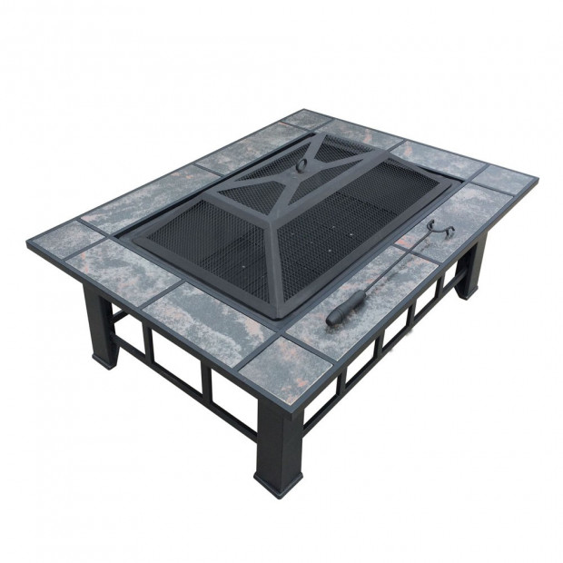 Outdoor Fire Pit BBQ Table Grill Fireplace with Ice Tray Image 4