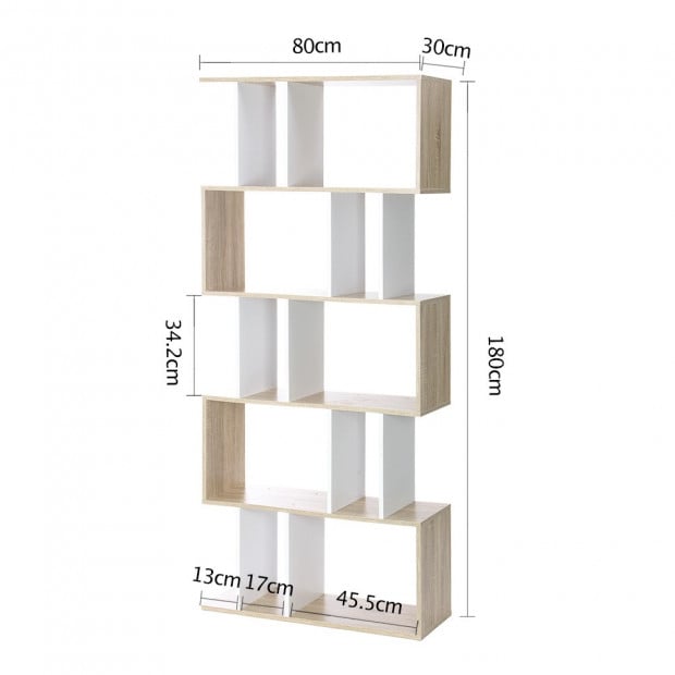 5 Tier Display/Book/Storage Shelf Unit White Brown Image 2