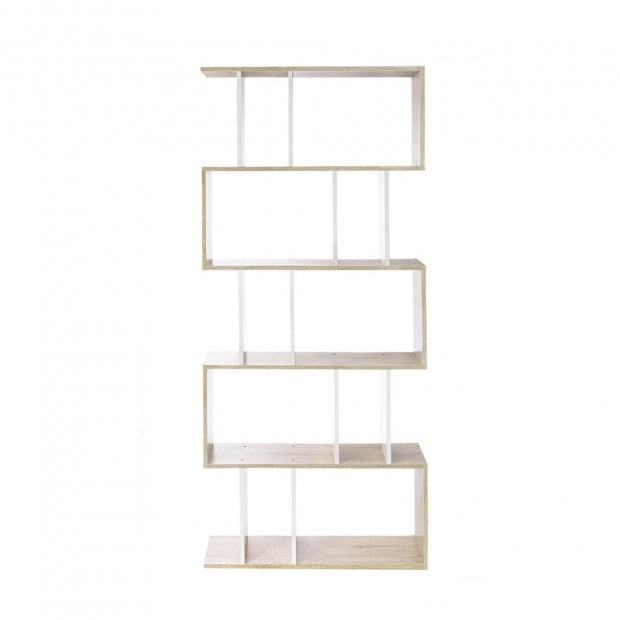 5 Tier Display/Book/Storage Shelf Unit White Brown Image 3