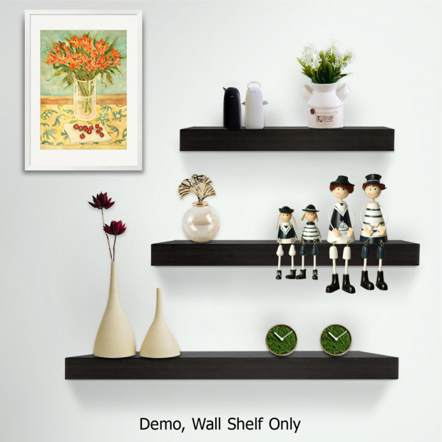 3 pcs Wall Floating Shelf Set Bookshelf Display Black Image 10