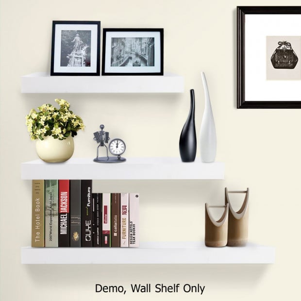 3 pcs Wall Floating Shelf Set Bookshelf Display White Image 4
