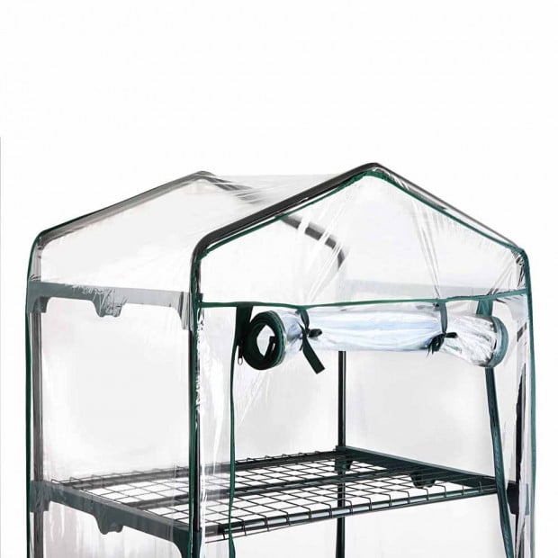 4 Shelf Greenhouse with Transparent PVC Cover Image 3