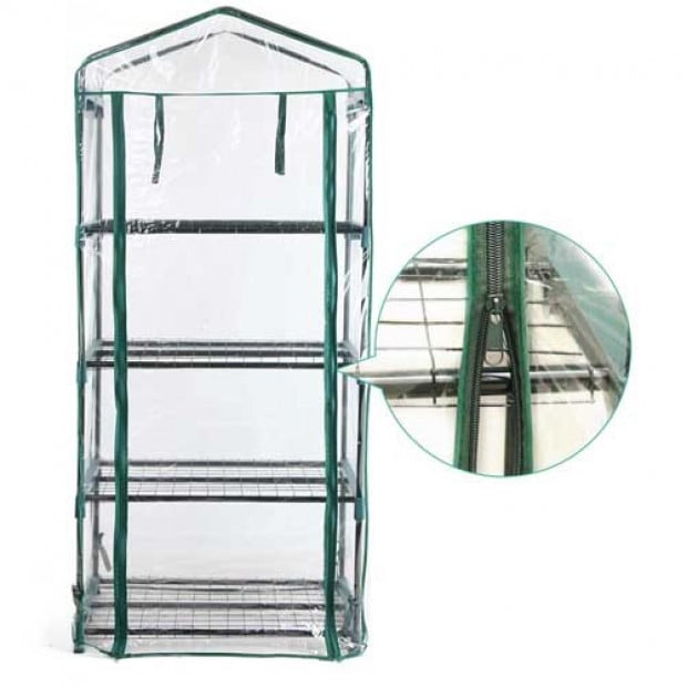 4 Shelf Greenhouse with Transparent PVC Cover Image 2