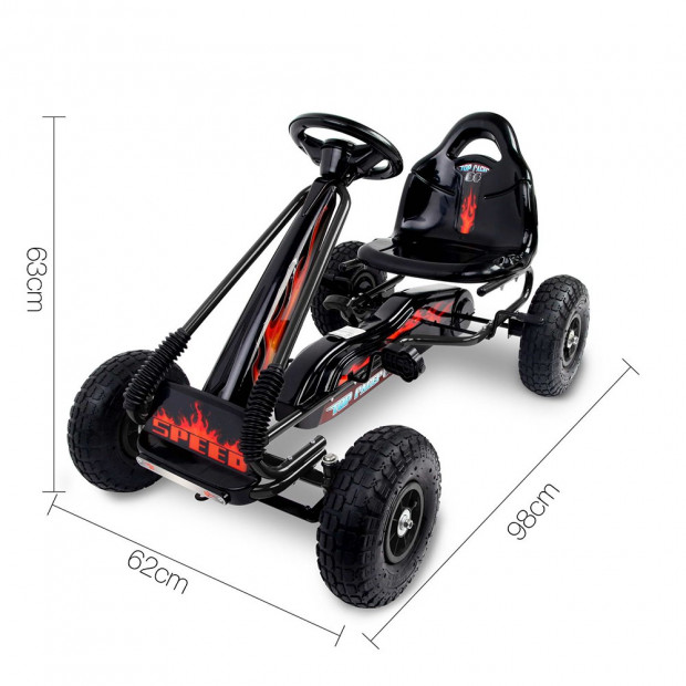 Kids Pedal Go Kart - Black Image 2