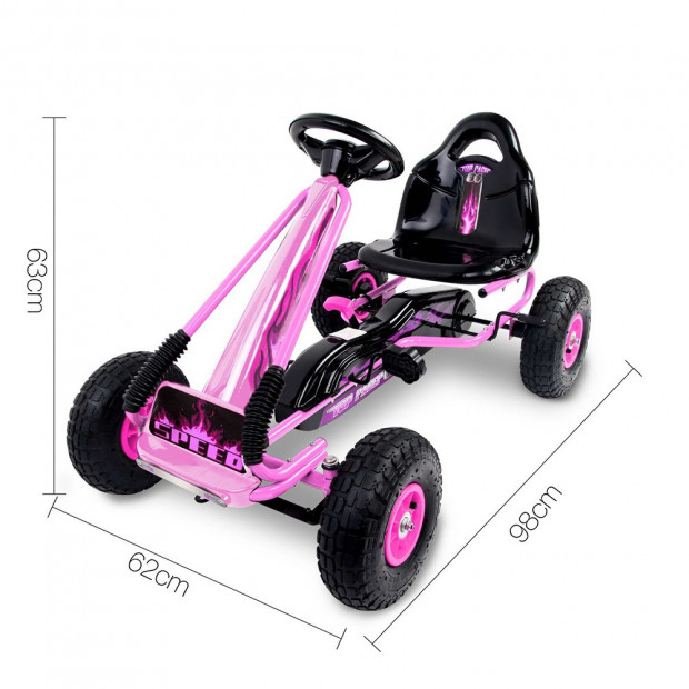 Kids Pedal Go Kart - Pink Image 2