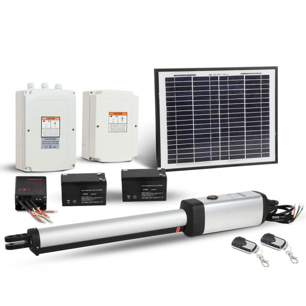 Solar Powered Automatic 1 Arm Swing Gate Opener with 2 Remote Controls