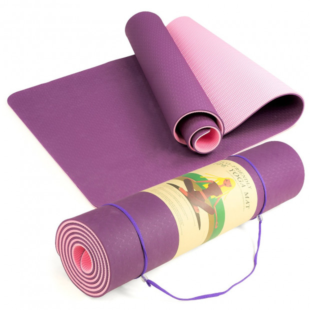 Powertrain Eco Friendly TPE Yoga Exercise Mat - Dark Purple
