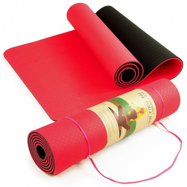 Powertrain Eco Friendly TPE Yoga Exercise Mat - Red