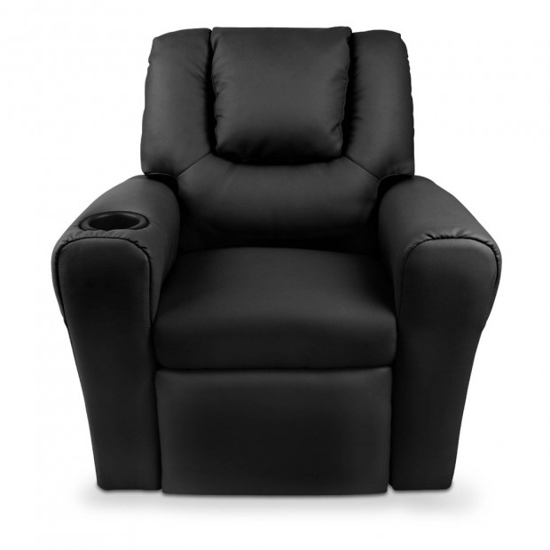Kids Padded PU Leather Recliner Chair - Black Image 4