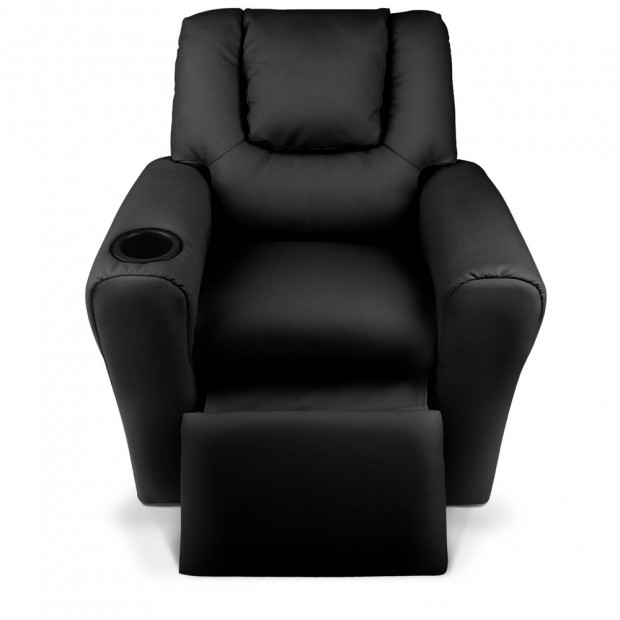 Kids Padded PU Leather Recliner Chair - Black Image 5