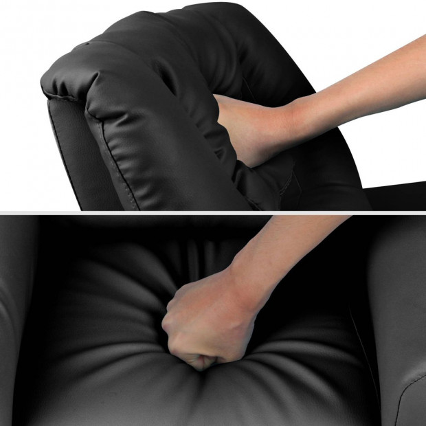 Kids Padded PU Leather Recliner Chair - Black Image 7