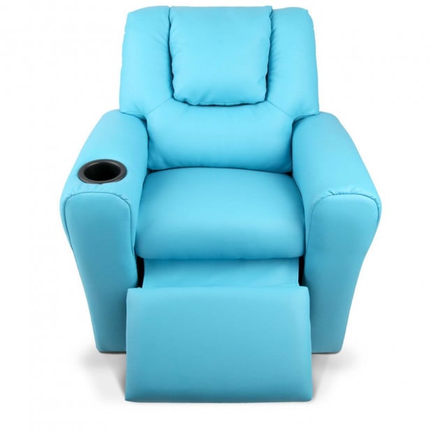 Kids Padded PU Leather Recliner Chair  - Blue Image 5