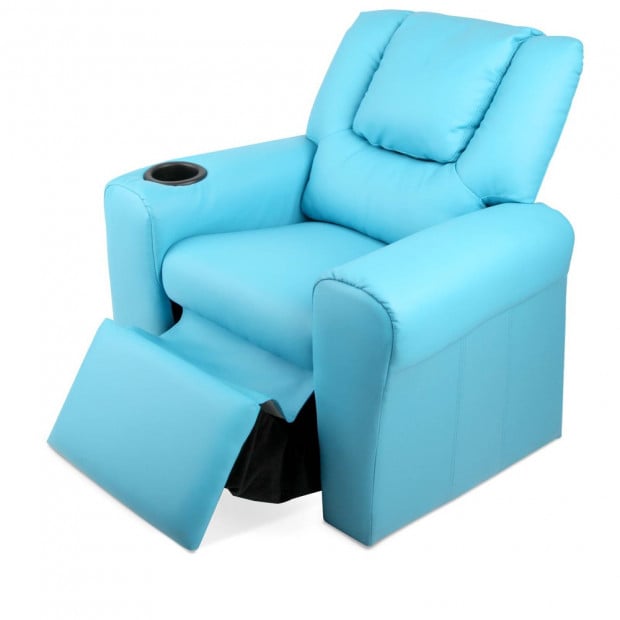 Kids Padded PU Leather Recliner Chair  - Blue Image 6