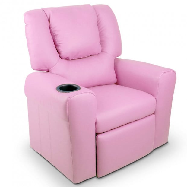 Kids Padded PU Leather Recliner Chair  - Pink