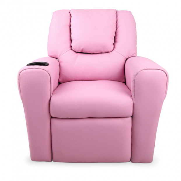 Kids Padded PU Leather Recliner Chair - Pink Image 4