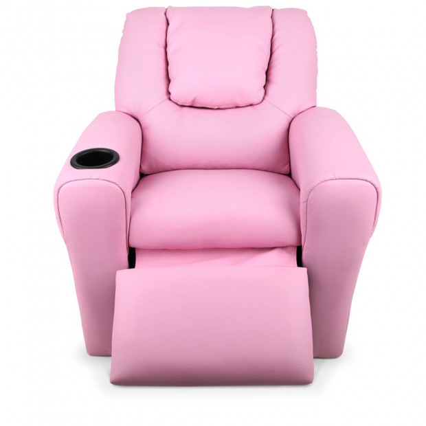 Kids Padded PU Leather Recliner Chair  - Pink Image 5
