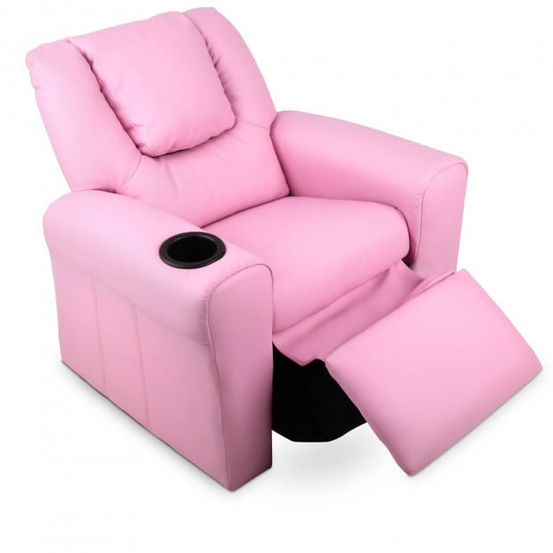 Kids Padded PU Leather Recliner Chair  - Pink Image 6
