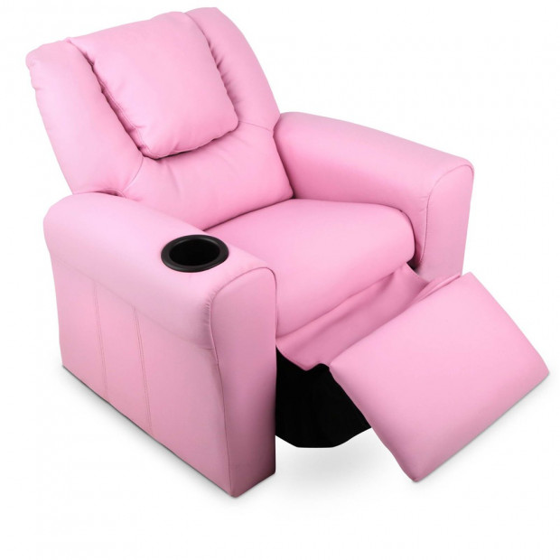 Kids Padded PU Leather Recliner Chair - Pink Image 6