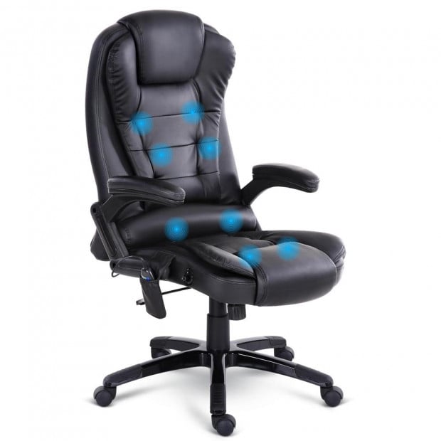 8 Point Massage Executive PU Leather Office Chair Black