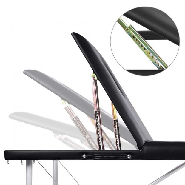 Portable Aluminium 3 Fold Massage Table Chair Bed Black 80cm Image 5