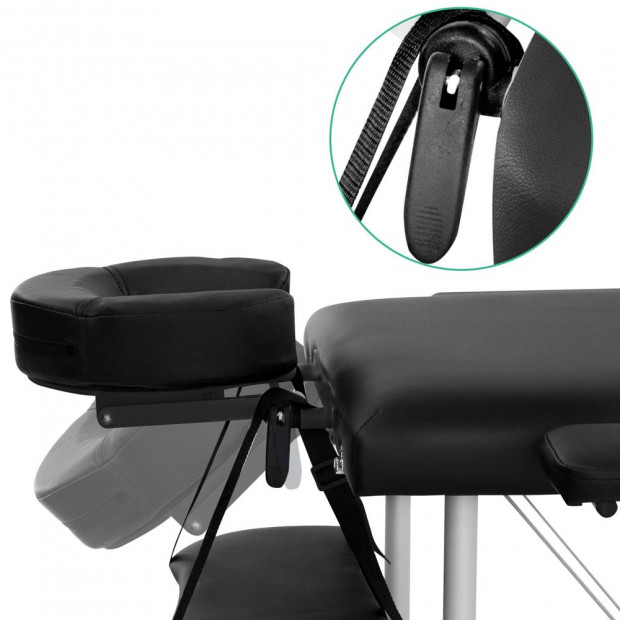 Portable Aluminium 3 Fold Massage Table Chair Bed Black 80cm Image 4