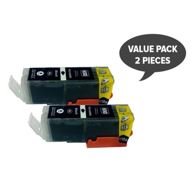 2x Pigment Black Cartridge to Suit Canon PGI-650XL