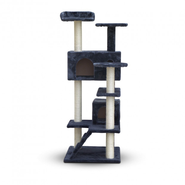 Cat Scratching Post Tree House Condo 134cm Grey Image 3